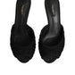 Dolce & Gabbana Black Embroidered Slip On Heels Slides Shoes