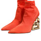 Dolce & Gabbana Orange DG Logo Heels Ankle Boots Shoes