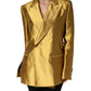 Dolce & Gabbana Gold Satin Long Sleeves Blazer Coat Jacket