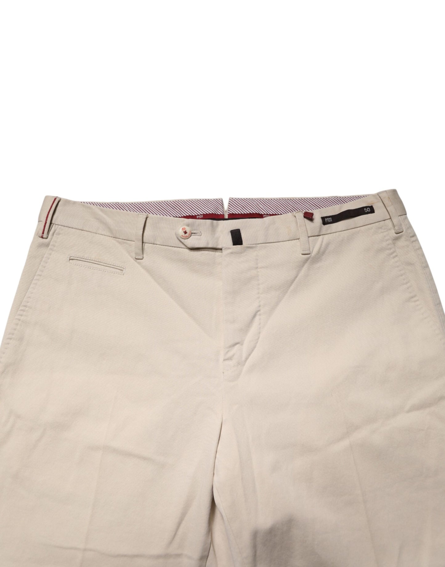 PT01 Beige Men Chino Mid Waist Straight Dress Trouser Pants