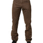 Exte Brown Straight Cut Mid Waist Chino Men Trouser Pants