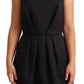 Cédric Charlier Black Sleeveless Pleated Aline Knee Length Dress
