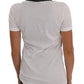 Dolce & Gabbana White Cotton Black Silk Scarf Top T-shirt
