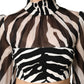 Dolce & Gabbana Zebra Print Chiffon Paneled Crop Blouse Top