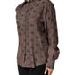 Dolce & Gabbana Brown Collared Long Sleeves Logo Shirt Top