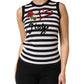 Dolce & Gabbana Black White Cashmere Silk Sleeveless Top