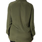 Boutique Moschino Top Green Acetate Collared Long Sleeves Floral Top