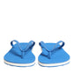 Dolce & Gabbana Blue White Logo Beachwear Flats Slipper Shoes