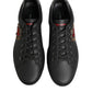 Dolce & Gabbana Black Leather Heart Embellished Sneakers Shoes
