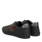 Dolce & Gabbana Black Leather Heart Embellished Sneakers Shoes
