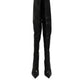 Dolce & Gabbana Black Leather Stiletto Knee High Boots Shoes