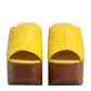 Dolce & Gabbana Yellow Leather Wood Mule Wedge Slides Shoes