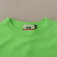 GCDS Mint Green Printed Long Sleeves Cropped Top Sweater