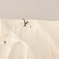 Tonello White High Waist Pleated Straight Formal Trouser Pants