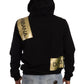 Dolce & Gabbana Black Gold Hooded Cotton Mens Pullover Sweater