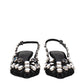 The Attico Black Leather Stiletto Heel Sandals