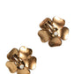 Dolce & Gabbana Gold Tone Maxi Faux Pearl Floral Clip-on Jewelry Earrings
