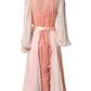 Dolce & Gabbana Pink Silk Tulle Long Sleeve V-neck Dress
