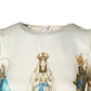 Dolce & Gabbana Beige Madonne Print Silk Short Sleeve Dress