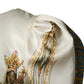 Dolce & Gabbana Beige Madonne Print Silk Short Sleeve Dress
