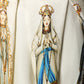 Dolce & Gabbana Beige Madonne Print Silk Short Sleeve Dress