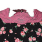 Dolce & Gabbana Black Pink Floral Lace Silk Sheath Dress