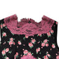 Dolce & Gabbana Black Pink Floral Lace Silk Sheath Dress