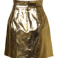 Dolce & Gabbana Gold Acetate Crystal High Waist Mini Skirt