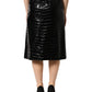 Dolce & Gabbana Black Croc Faux-Leather Mid Waist Midi Skirt