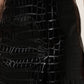 Dolce & Gabbana Black Croc Faux-Leather Mid Waist Midi Skirt