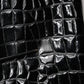 Dolce & Gabbana Black Croc Faux-Leather Mid Waist Midi Skirt