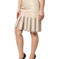 Dolce & Gabbana Beige Leather Studs Mid Waist Mini Skirt