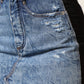 Dolce & Gabbana Blue Black Cotton Denim Sheer Midi Skirt