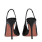 Amina Muaddi Black Leather Stiletto Heel Sandals