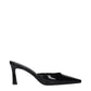 The Attico Black Leather Flat Sandals