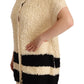 Philosophy Beige Black Short Sleeve Button Cardigan Sweater