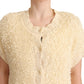Philosophy Beige Black Short Sleeve Button Cardigan Sweater