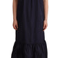 P.A.R.O.S.H. Navy Blue Sleeveless Round Neck Mermaid Long Dress