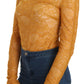 Mangano Mustard Turtle Neck Long Sleeve Lace Top Blouse