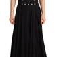 Fausto Puglisi Silk Black Studded Sleeveless A-line Max Dress