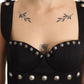 Fausto Puglisi Silk Black Studded Sleeveless A-line Max Dress