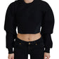 Philosophy Black Cropped Zipper Back Sweatshirt Sweater
