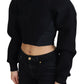 Philosophy Black Cropped Zipper Back Sweatshirt Sweater