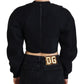 Philosophy Black Cropped Zipper Back Sweatshirt Sweater