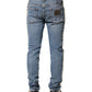 Dolce & Gabbana Blue Embellished Cotton Skinny Denim Jeans