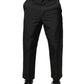 Valentino Black Mid Waist Men Tapered Dress Trouser Pants