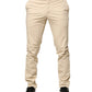 PT01 Beige Mid Waist Men Skinny Fit Chino Trouser Pants