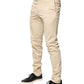 PT01 Beige Mid Waist Men Skinny Fit Chino Trouser Pants