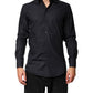 Dolce & Gabbana Black Cotton Long Sleeves Dress Formal Shirt
