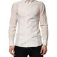 Dolce & Gabbana Off White Silk Men GOLD Dress Formal Shirt